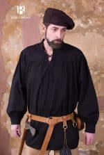 Stortebecker - Medieval Laced Front Shirt - Cotton - Black