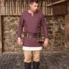 Tyr - Herringbone Woven Cloth Viking Tunic - Burgundy and Gray
