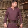 Tyr - Herringbone Woven Cloth Viking Tunic - Burgundy and Gray