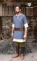 Aegir - Short Sleeve Cotton Viking Tunic - Gray