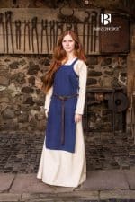 Gyda - Cotton Viking Apron Dress - Blue