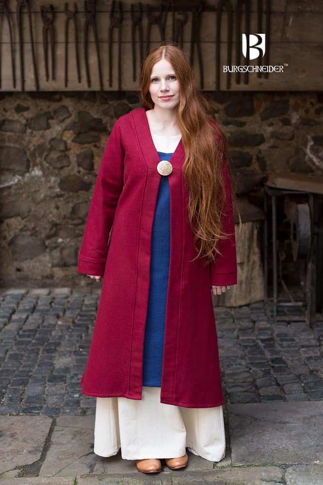 Aslaug - Wool Viking Coat - Red