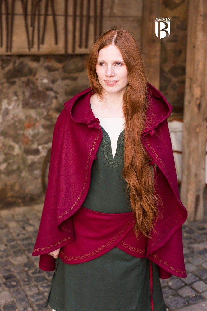 Affra - Hooded Wool Cape - Red