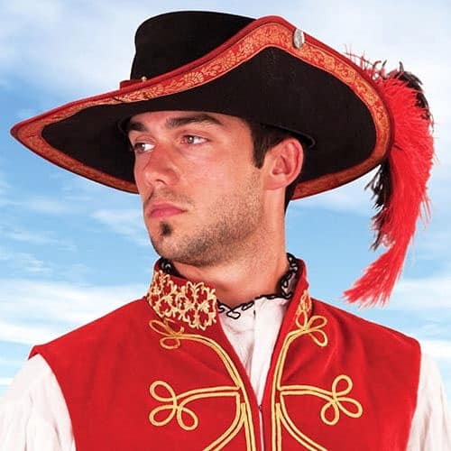 Suede Renaissance Musketeer Hat - Red