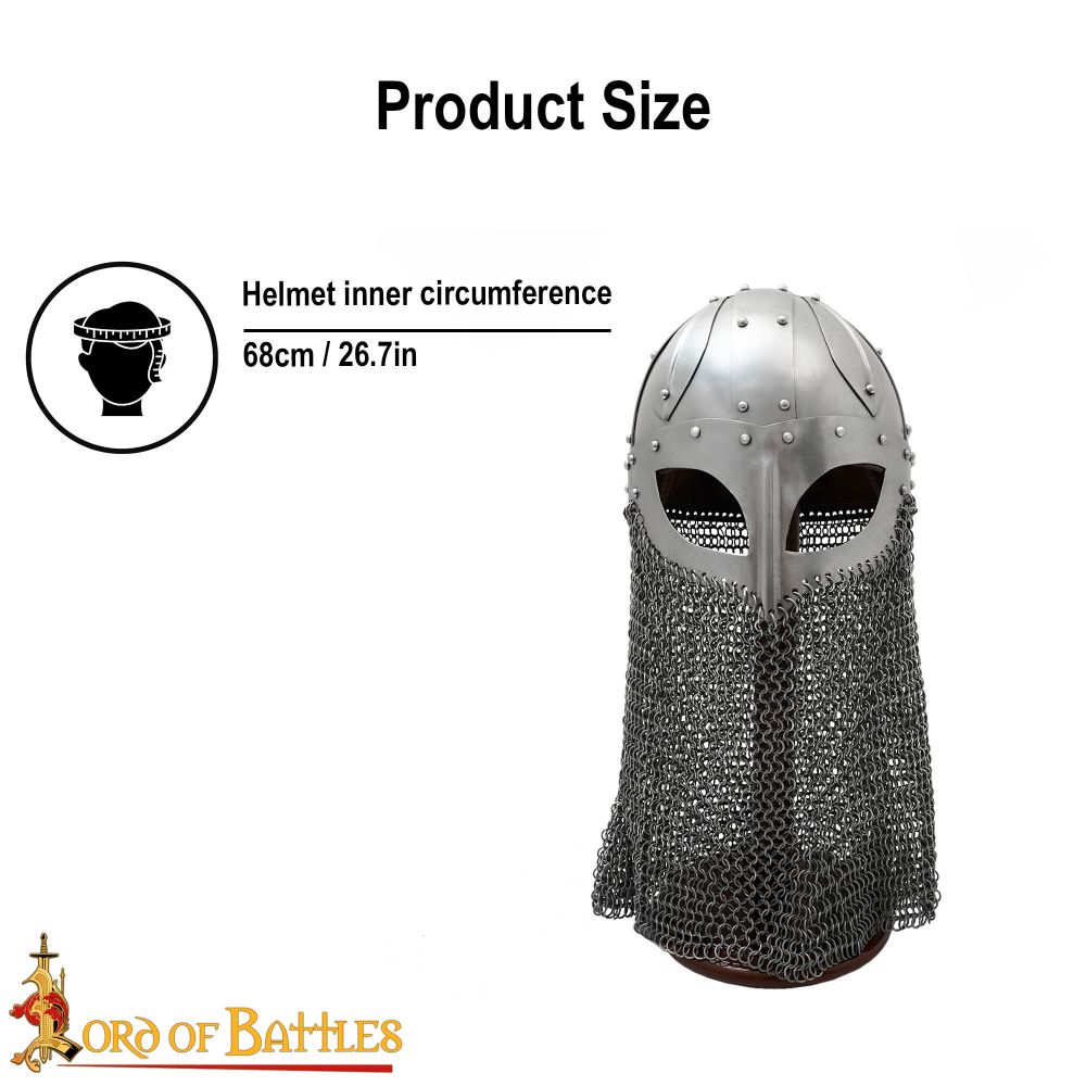 Viking Ocular Helm with Chainmail Camail – 16 Gauge Steel