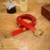 Knightly Medieval Belt with Brass Rosettes - Red - Lord of Battles - DISCONTINUED - Image 2