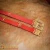 Knightly Medieval Belt with Brass Rosettes - Red - Lord of Battles - DISCONTINUED - Image 4