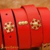 Knightly Medieval Belt with Brass Rosettes - Red - Lord of Battles - DISCONTINUED - Image 5