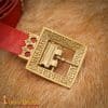 Knightly Medieval Belt with Brass Rosettes - Red - Lord of Battles - DISCONTINUED - Image 3