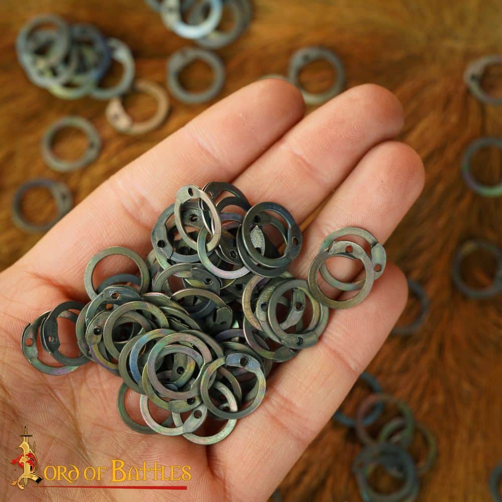 1 kg Loose Chainmail Rings – Mild Steel Dome Riveted Flat Rings with Rivets 17 Gauge / 9 mm