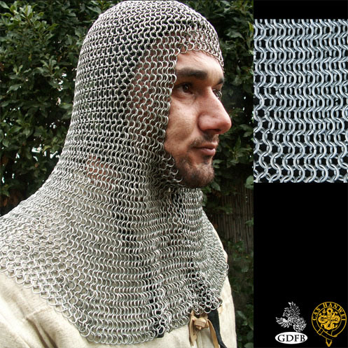 BRZM Chain Mail Coif - Butted - Zinc Coated - Mild Steel