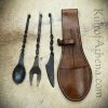 Medieval Cutlery Set with Wearable Leather Pouch