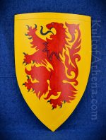 Medieval Heater Shield - Red Lion on Yellow Field