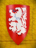 Medieval Heater Shield - White Lion on Red Field