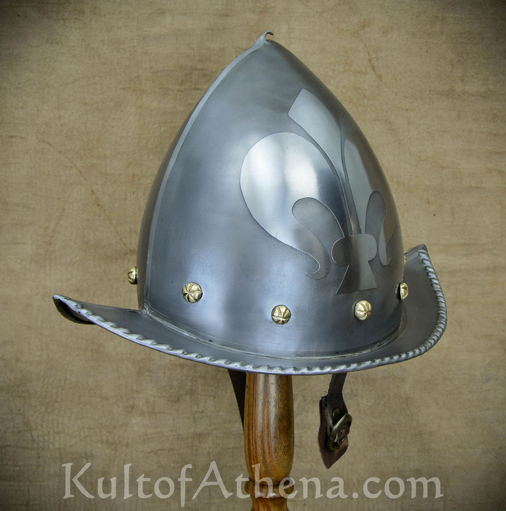 16th - 17th Century Etched Morion Helm - 18 Gauge Steel