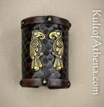 Viking Leather Cuff with Norse Ravens