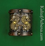 Viking Leather Cuff with Norse Serpents