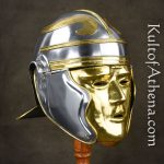 Roman Cavalry Helmet with Brass Mask - 18 Gauge