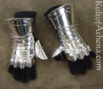 Stainless Steel Medieval Fingerless Gauntlets with Leather Gloves