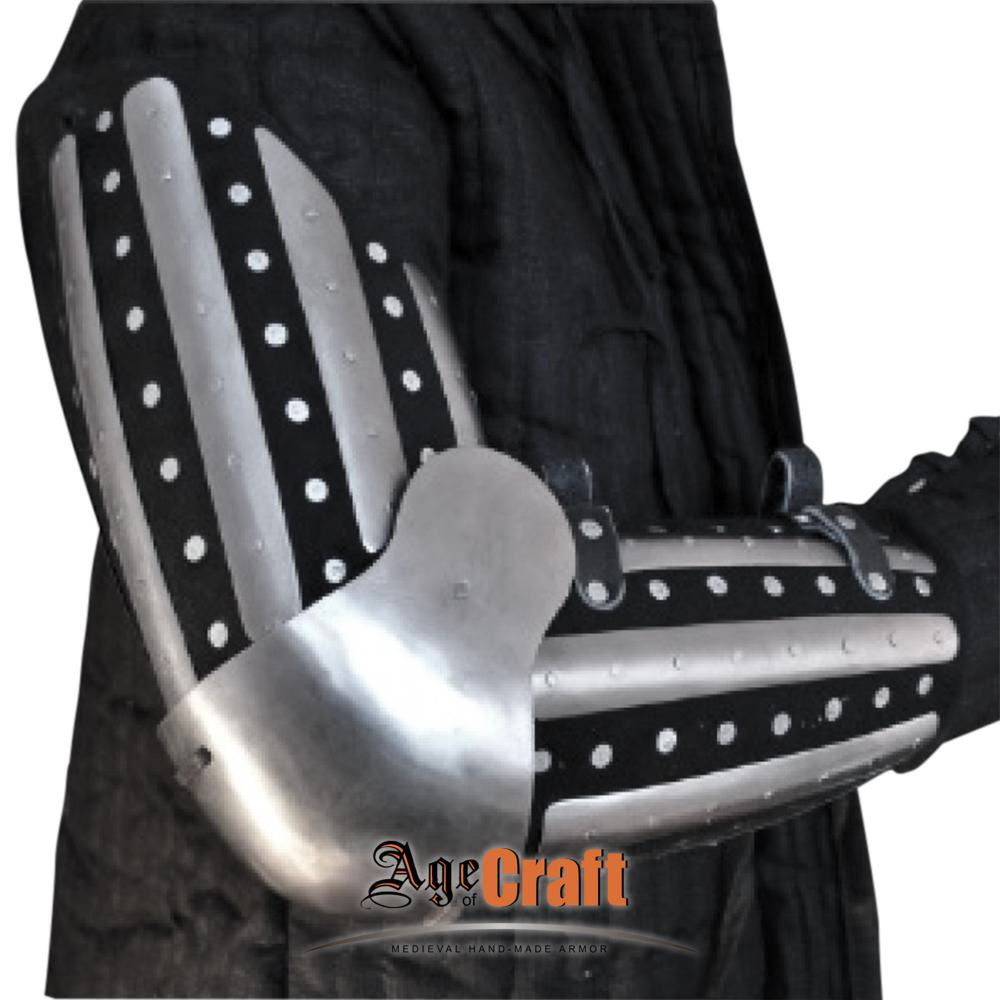 Age of Craft - HMB Arm Armor - Pair of Splinted - Brigandine Arms with Plate Elbow Couters
