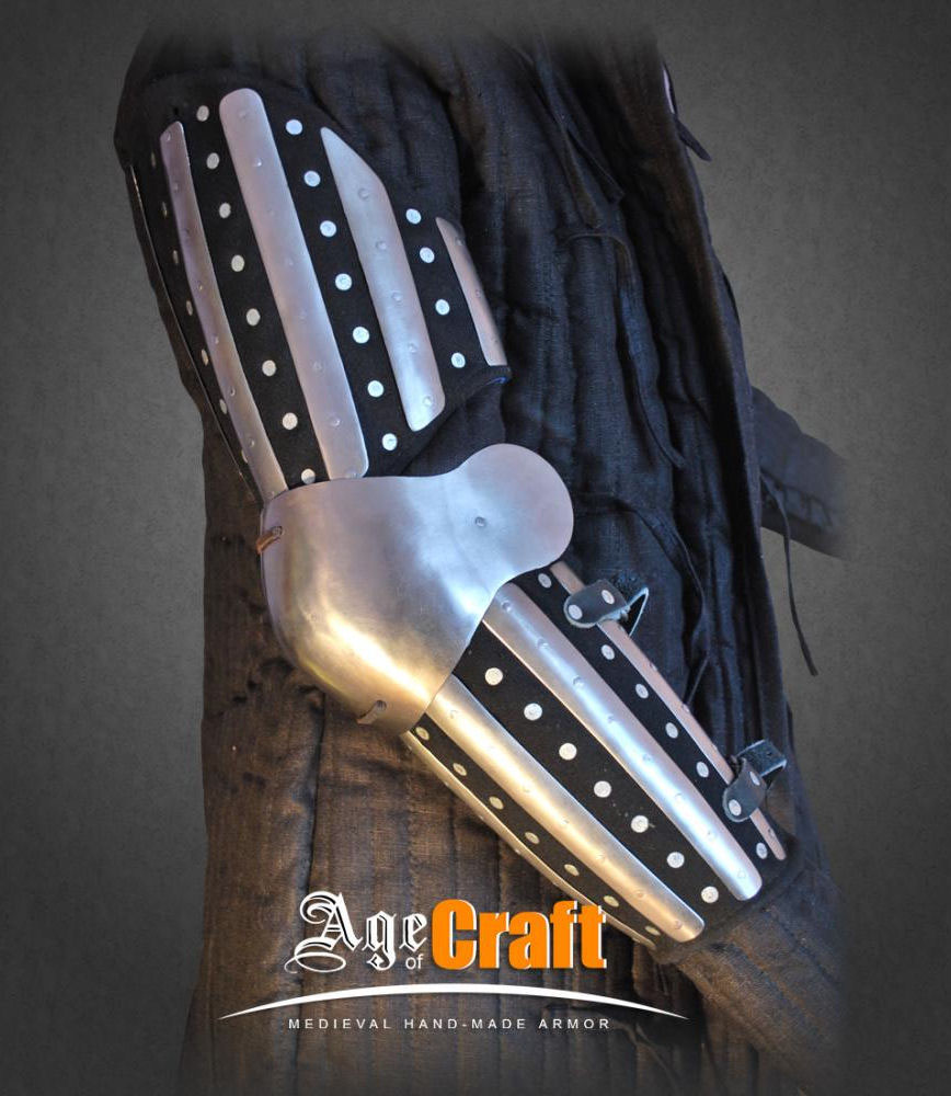 Age of Craft - HMB Arm Armor - Pair of Splinted - Brigandine Arms with Plate Elbow Couters