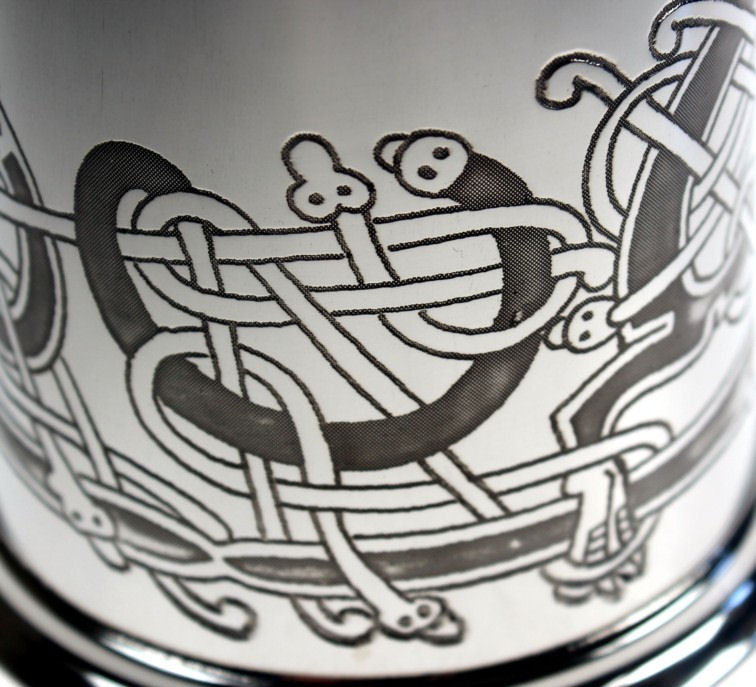 Pewter Tankard with Celtic Knotwork Birds