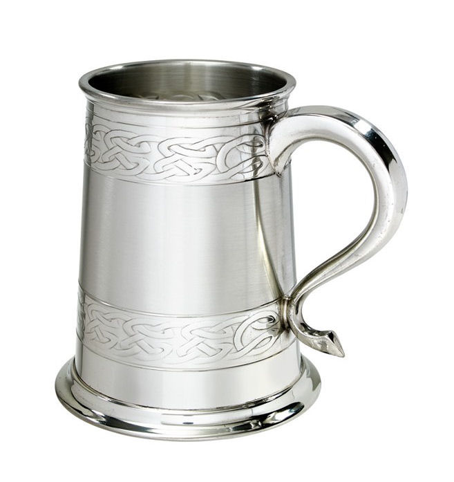Pewter Tankard with Embossed Celtic Knotwork Banding