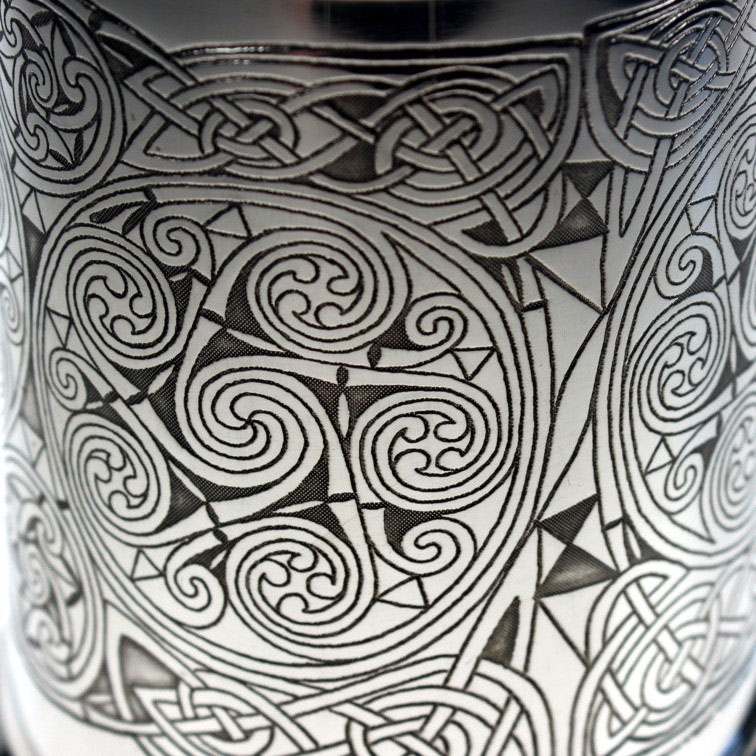 Pewter Tankard with Ancient Celtic Spiral Design