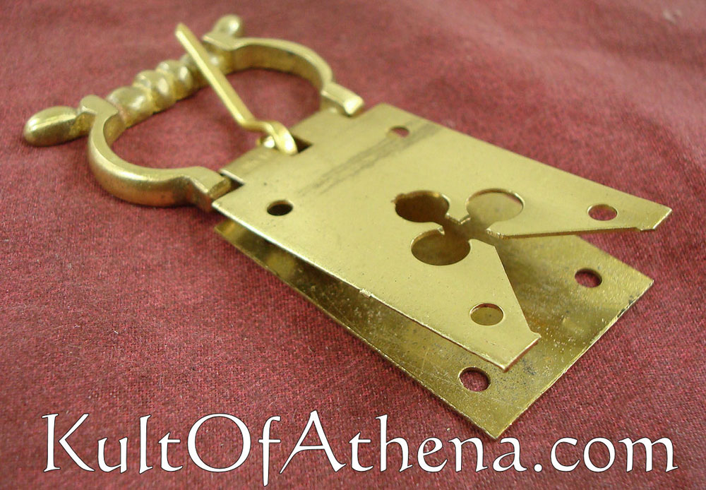 Brass Plate Buckle with Clover inset