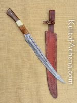 Elven Long Bladed War Knife with Damascus Blade