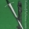 Darksword Medieval Knight Bastard Sword- Black with Integrated Sword Belt