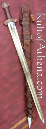 Darksword 11th Century Viking Sword - Bronze Hilt - Brown Grip with Integrated Scabbard Belt