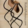 Iron Folding Stool with Leather Seat