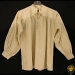 Collarless Shirt with Laced Neck - Natural