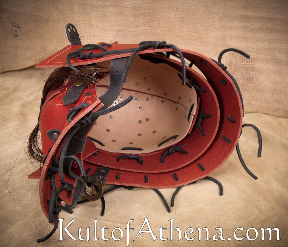 Samurai Leather Helmet - Red