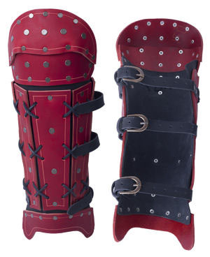 Samurai Leather Greaves - Red