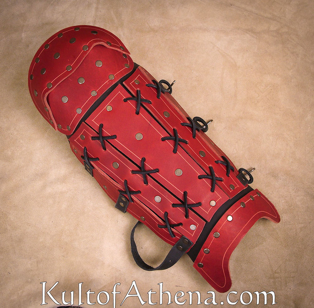 Samurai Leather Greaves - Red
