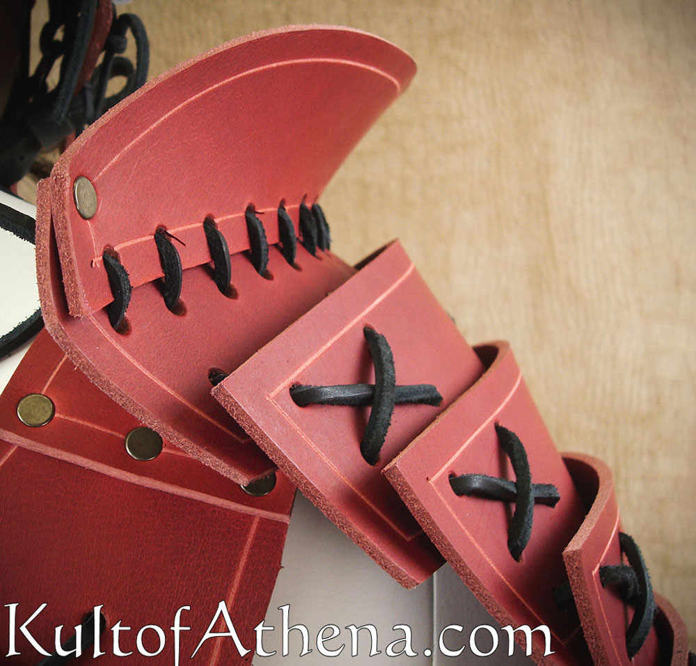 Samurai Leather Pauldrons - Red