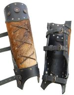 Barbarian Leather Greaves - Brown