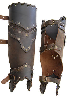 Scoundrel Leather Greaves - Brown