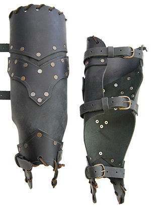 Scoundrel Leather Greaves - Black