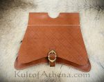 Medieval Leather Belt Pouch with Embossed Crosses