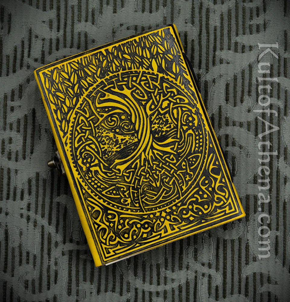 Leather-Bound Norse Yggdrasil Tree Journal with Lock