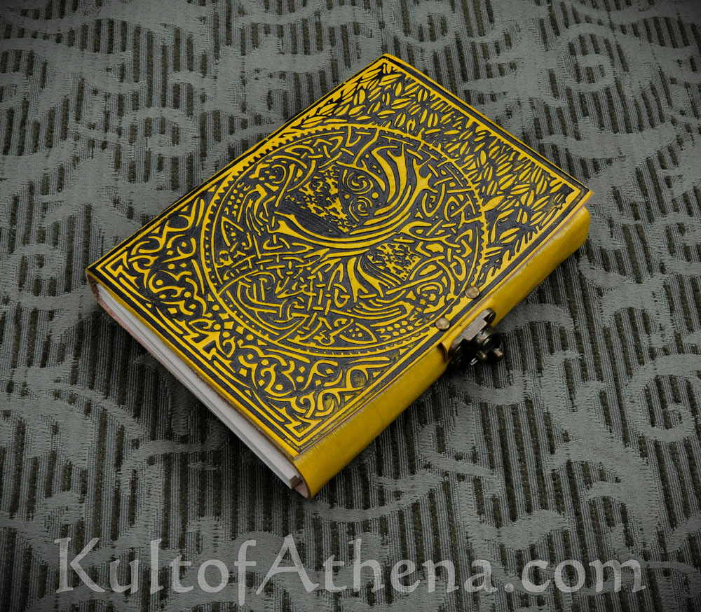 Leather-Bound Norse Yggdrasil Tree Journal with Lock