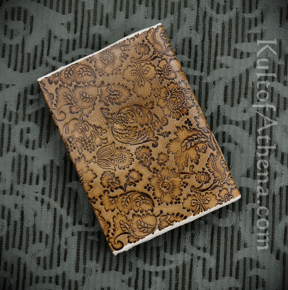 Leather-Bound Embossed Leaves Journal with Lock