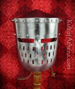 Crusader Peaked Pot Helm with Faceplate - 18 Gauge