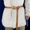 Knightly Medieval Belt with Brass Rosettes - Tan / Natural