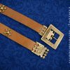 Knightly Medieval Belt with Brass Rosettes - Tan / Natural