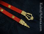 Medieval Thin Belt with Quatrefoil Rosettes - Red