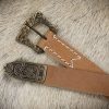 Natural Leather Viking Belt with Knotwork Buckle and Chape